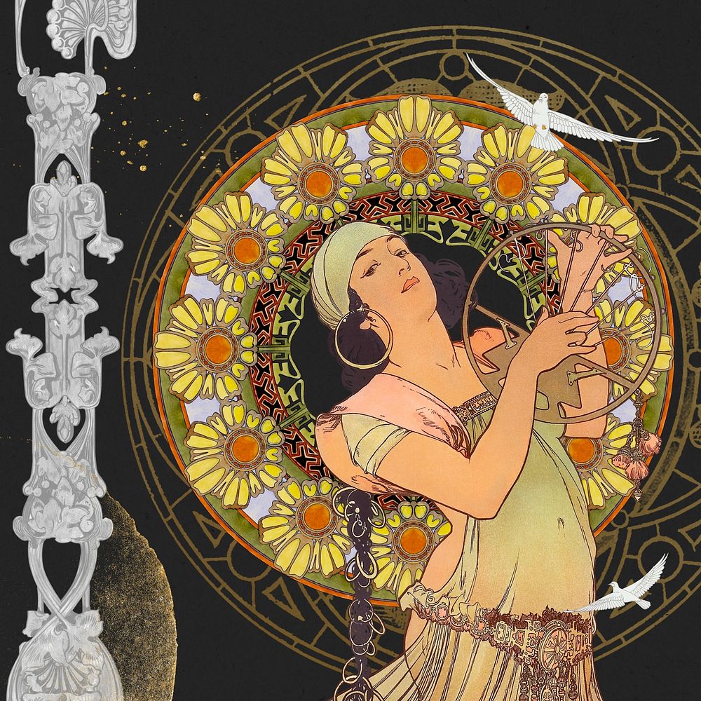 Alphonse Mucha's Salom&eacute;, vintage art nouveau illustration. Remixed by rawpixel.