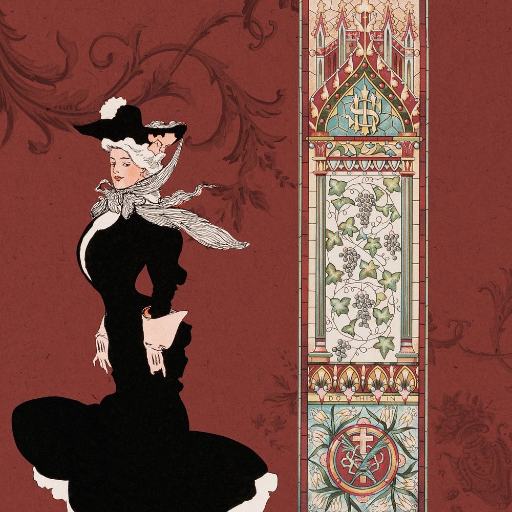 Victorian woman, vintage illustration by George Barbier. Remixed by rawpixel.