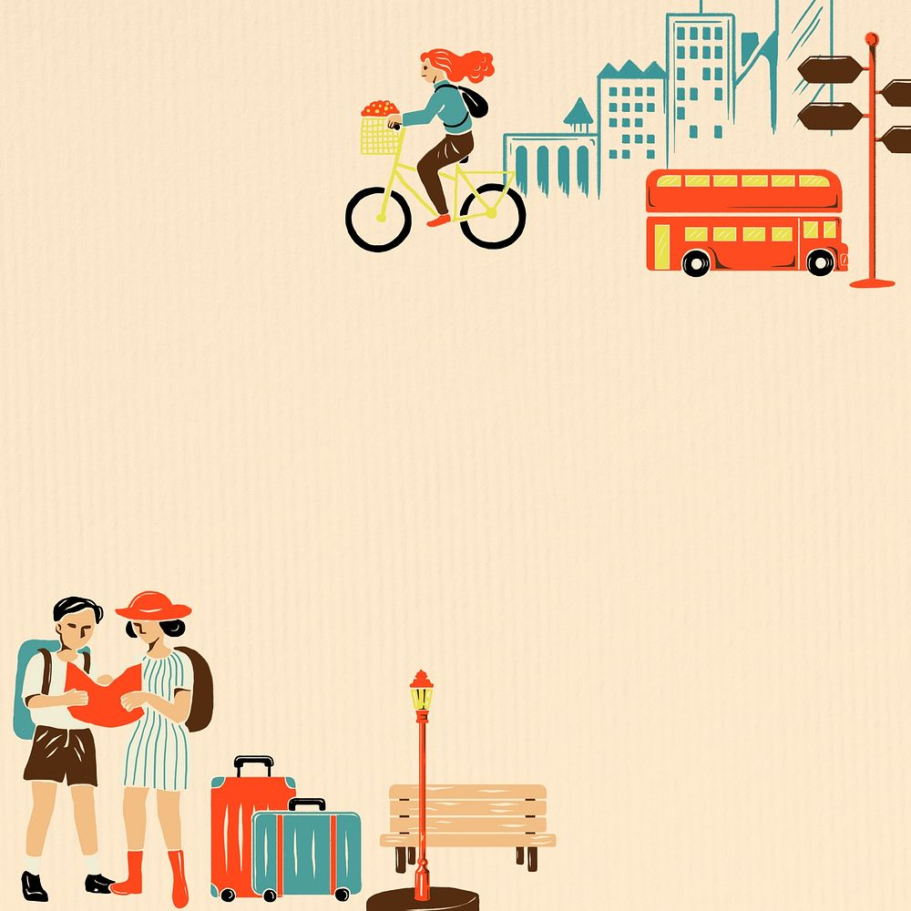  City travel background, retro illustration 