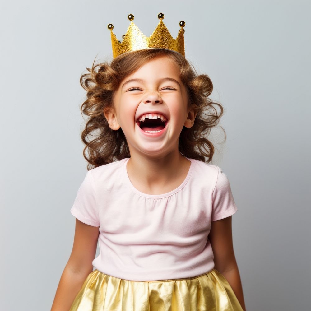 Crown laughing portrait child. AI generated Image by rawpixel.