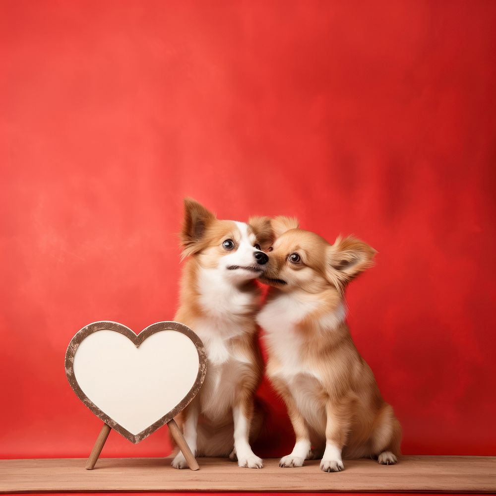 Two dogs in love, Valentine's photo. AI generated image by rawpixel.