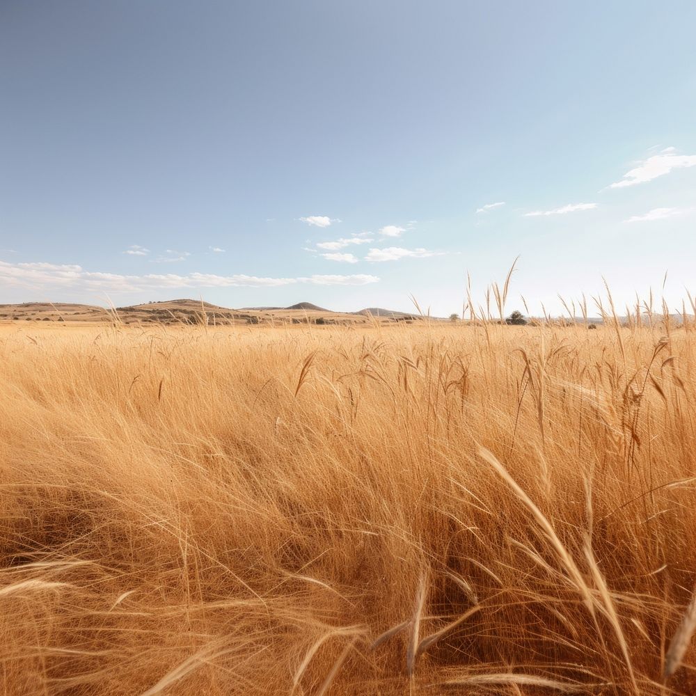 Dry grass landscape field grassland. AI generated Image by rawpixel.