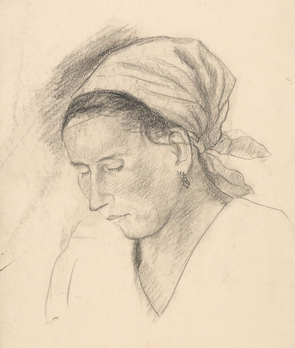 Woman in a scarf by Arnold Peter Weisz Kubínčan