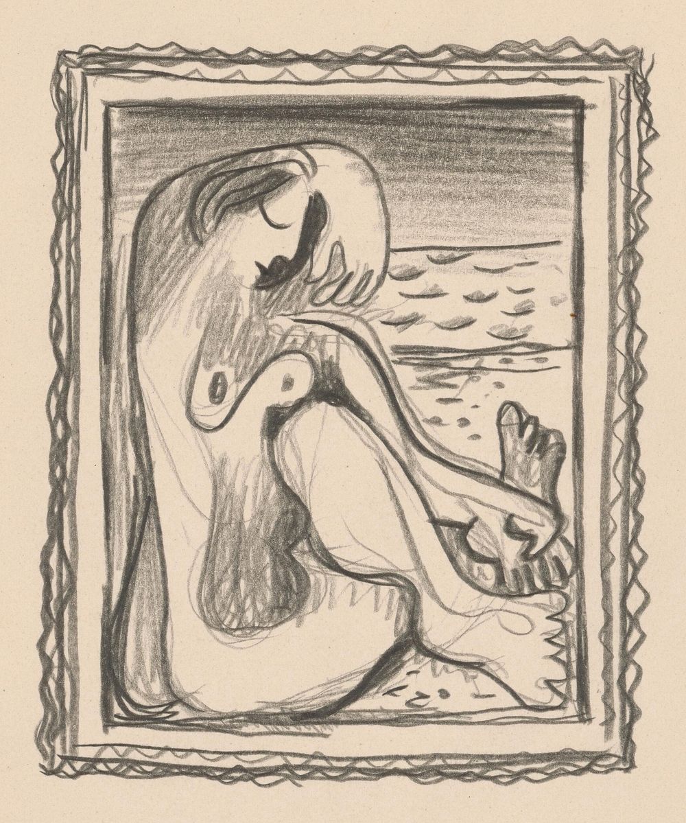 Image study of a seated female nude by Mikuláš Galanda