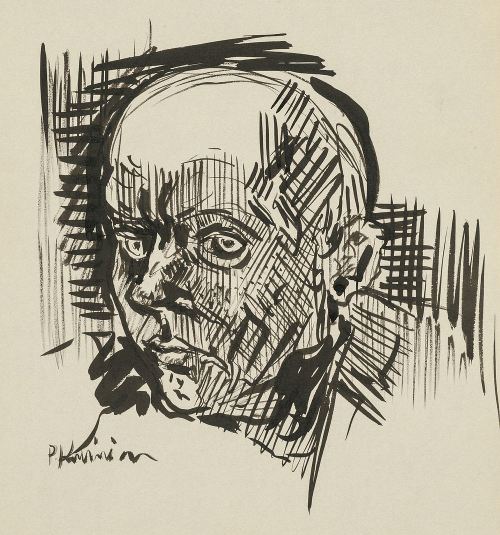 Sketchbook 22 head of a man by Arnold Peter Weisz Kubínčan