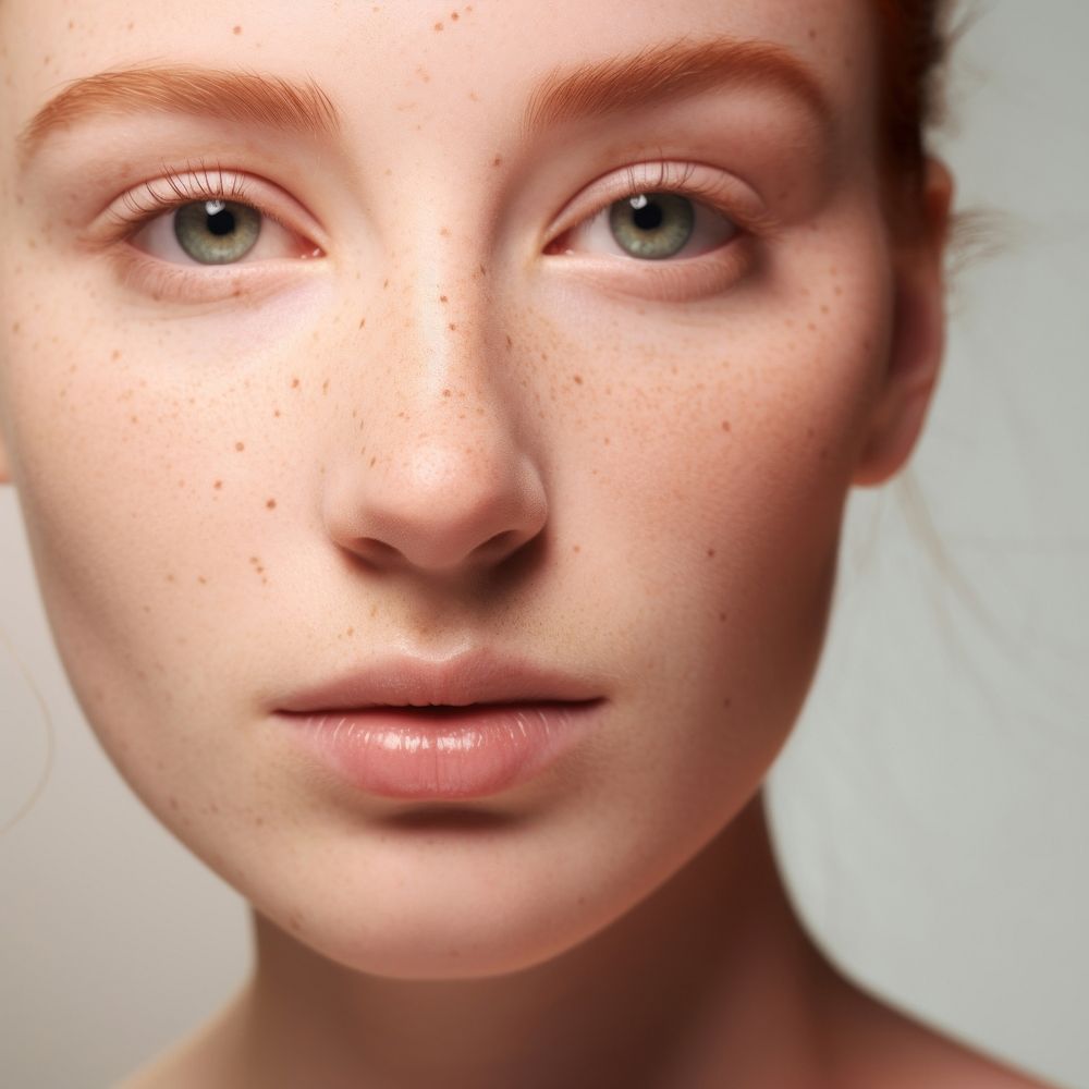 Freckle portrait adult woman. AI generated Image by rawpixel.