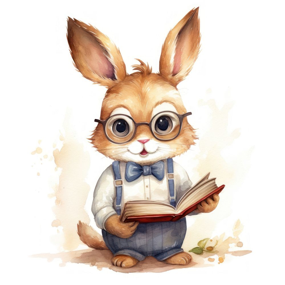 Rabbit teacher animal cartoon cute. AI generated Image by rawpixel.