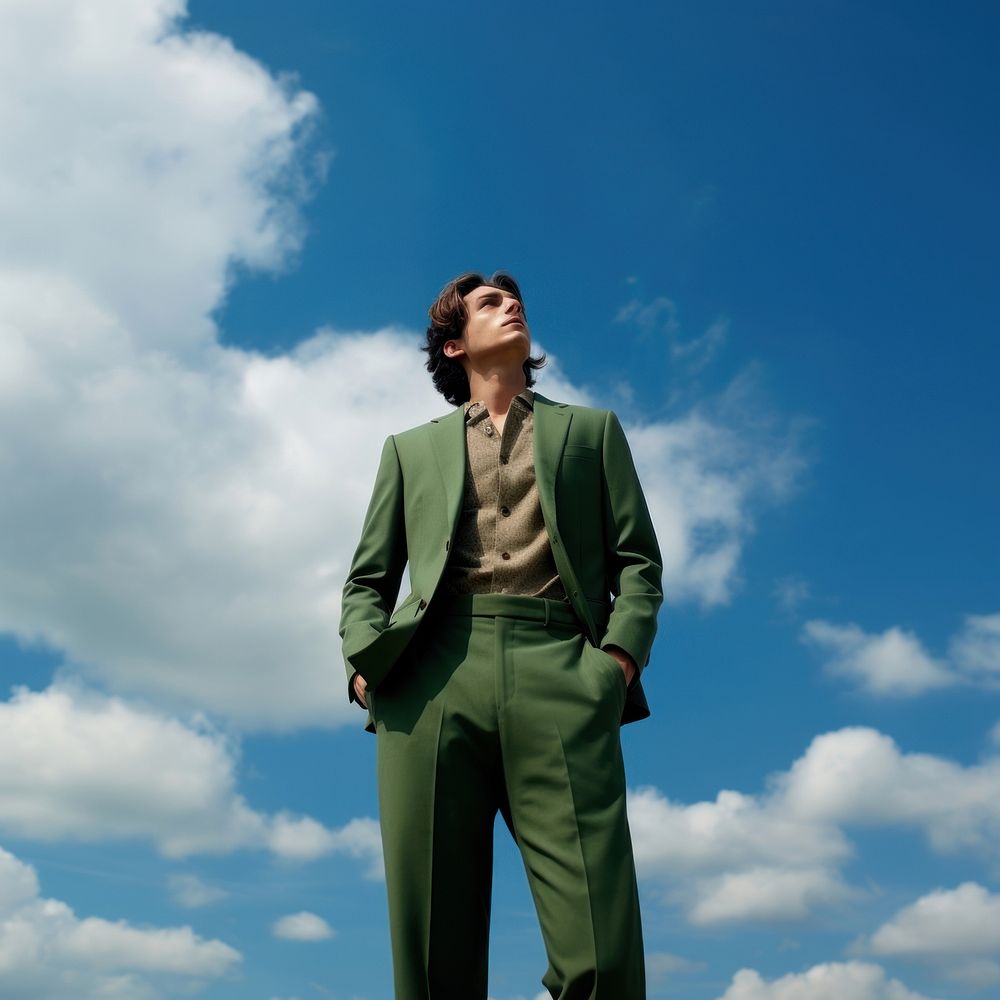 Man sky standing outdoors. AI generated Image by rawpixel.