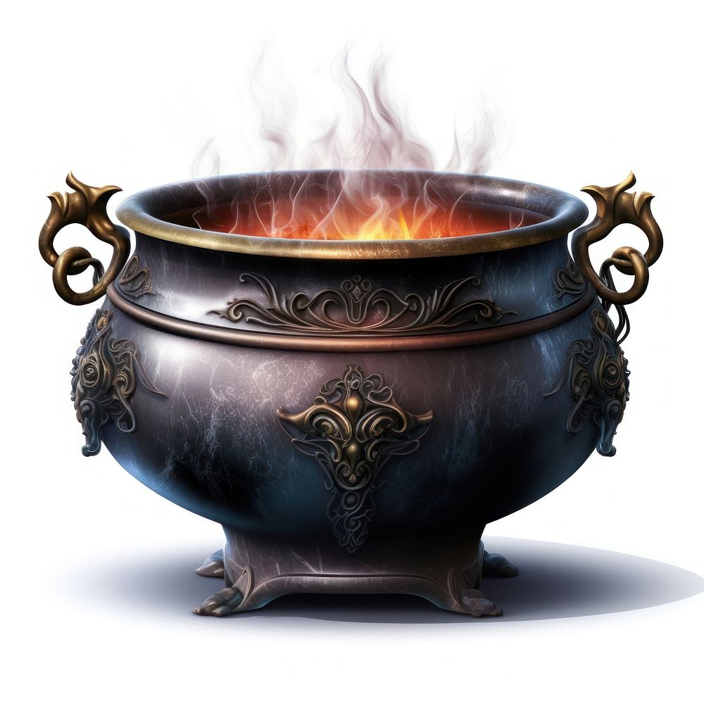Cauldron white background fireplace cookware. AI generated Image by rawpixel.
