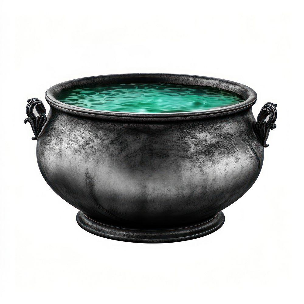 Cauldron green white background flowerpot. AI generated Image by rawpixel.