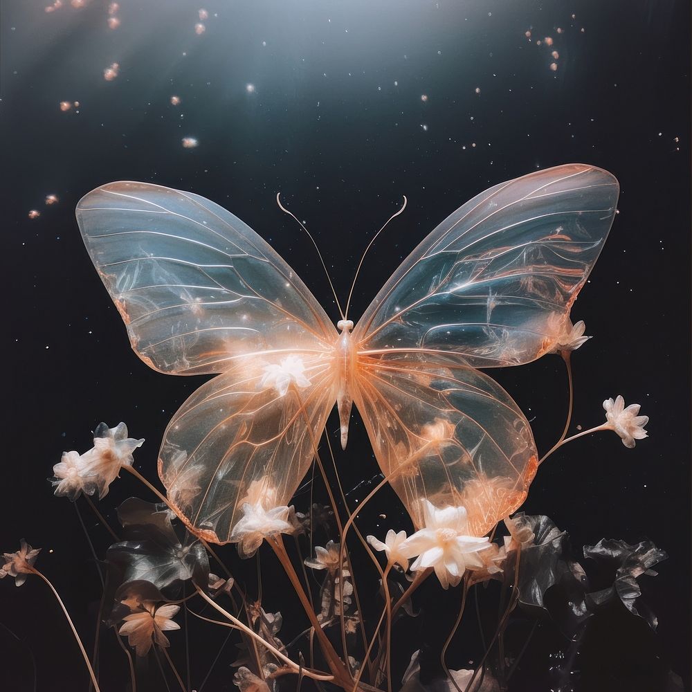 Butterfly outdoors animal chandelier. AI generated Image by rawpixel.