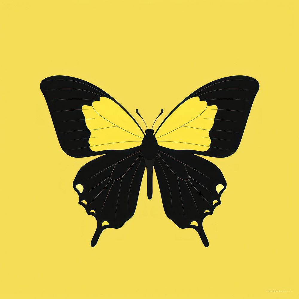 Yellow butterfly animal wildlife stencil. AI generated Image by rawpixel.
