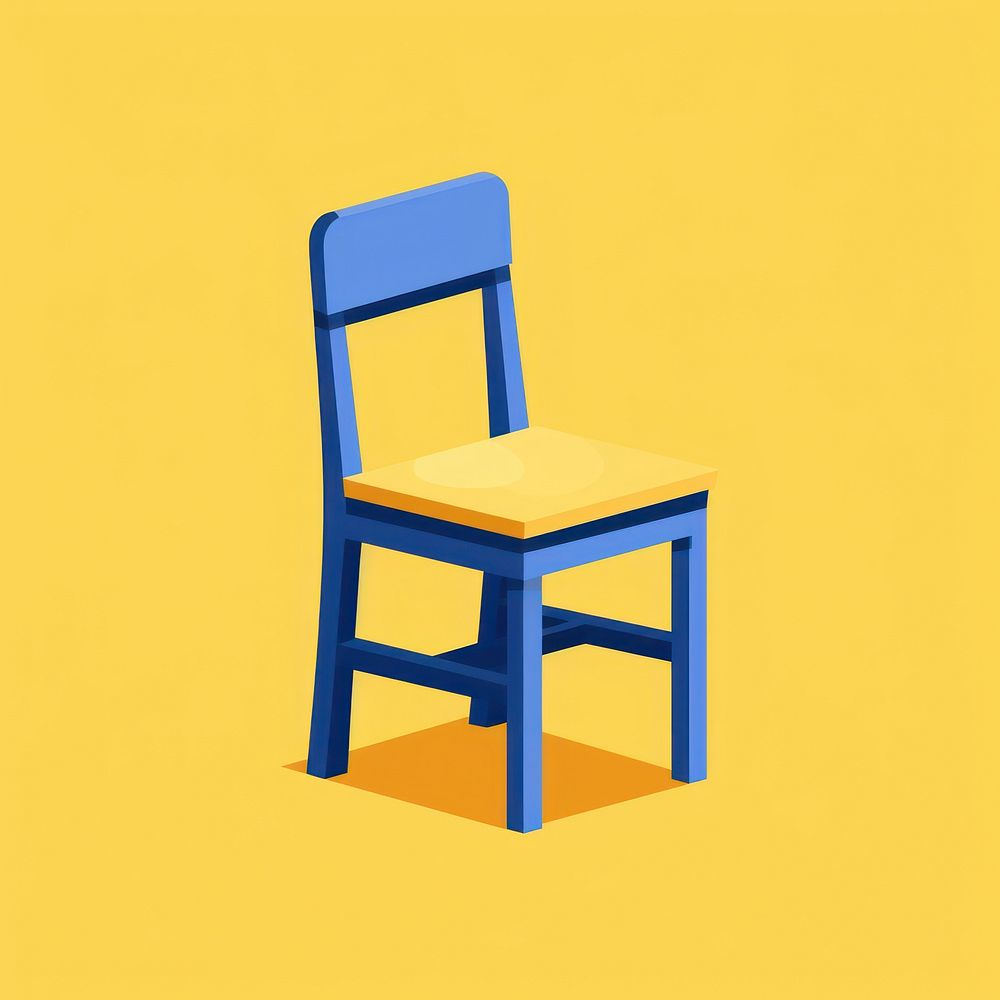 Chair furniture yellow blue. AI generated Image by rawpixel.