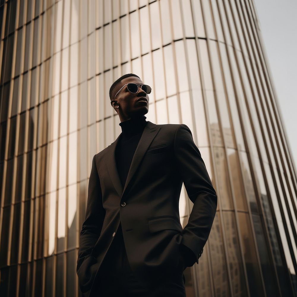 A black man architecture outdoors fashion. AI generated Image by rawpixel.