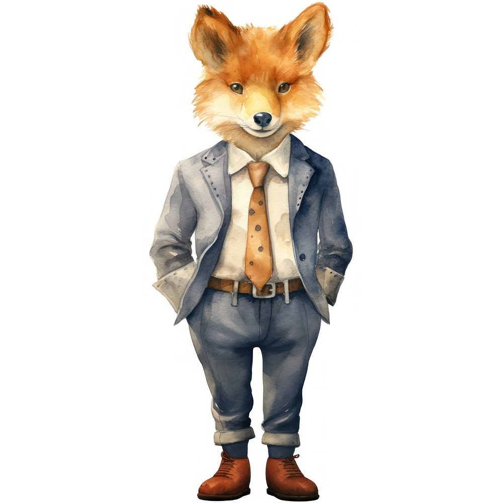 Fox business watercolor animal mammal. AI generated Image by rawpixel.