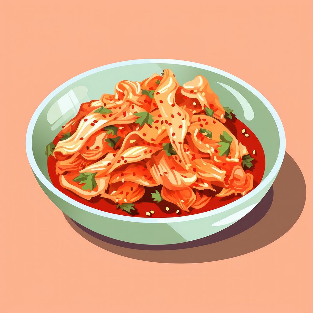 Kimchi food spaghetti pasta. AI generated Image by rawpixel.
