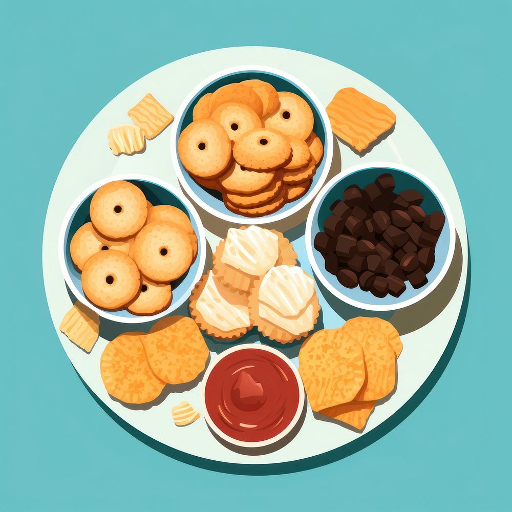 Snack bread plate food. AI generated Image by rawpixel.