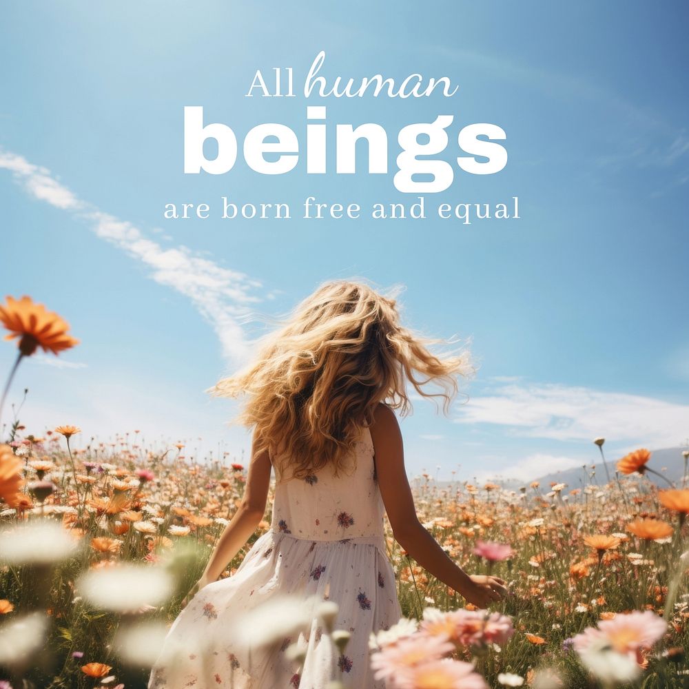All human beings are born free and equal  Instagram post template