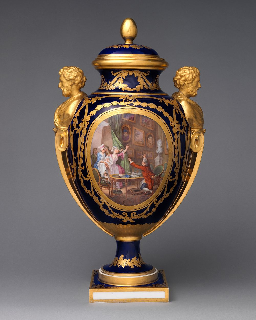 Vase with cover (vase des ages) (one of a pair)