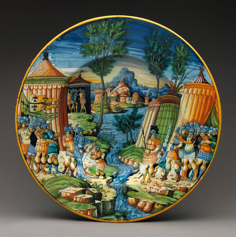Dish or plate with Hannibal Encountering Roman Troops in Italy