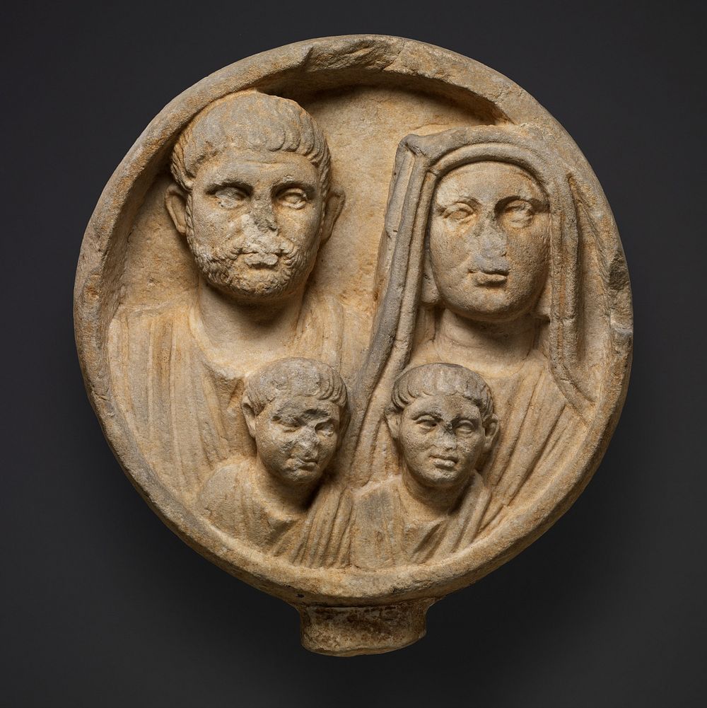 Marble funerary relief