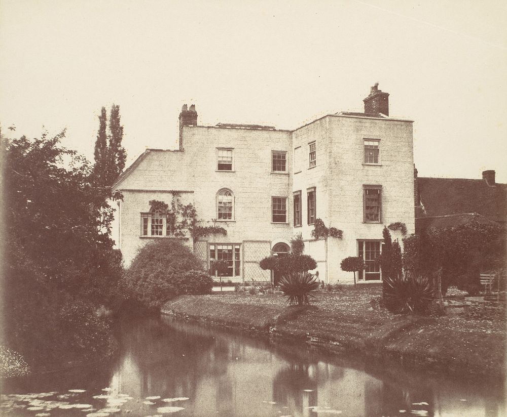 [View of House from Garden by Pond with Lily Pads]