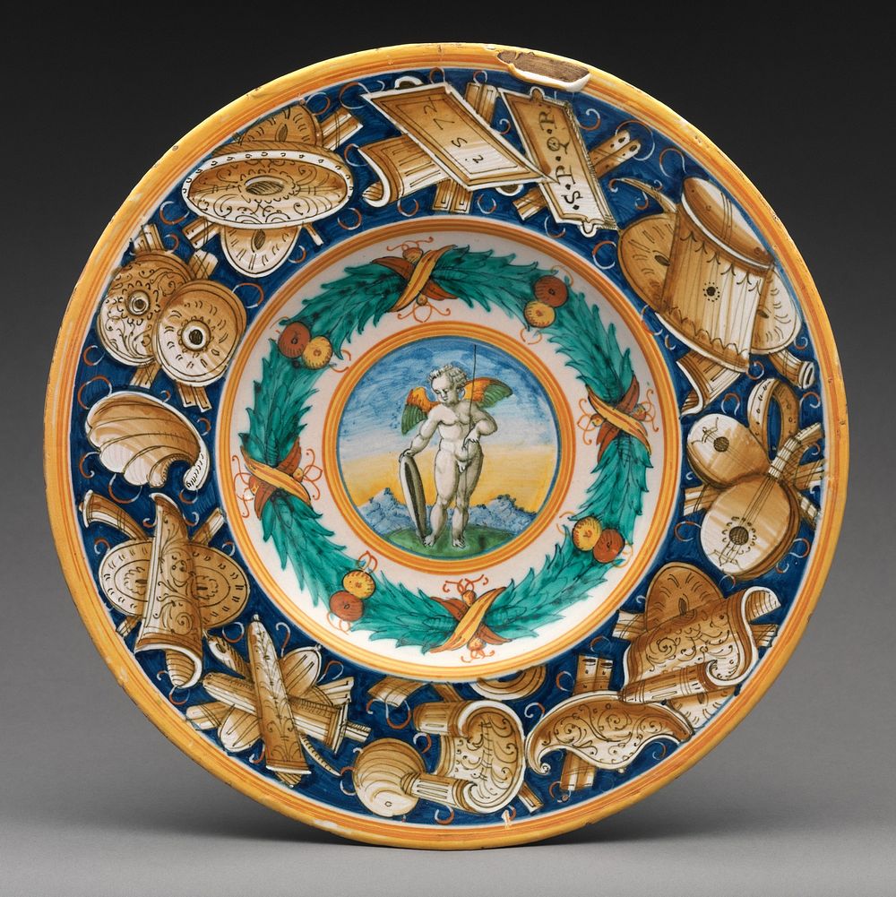 Dish with winged putto
