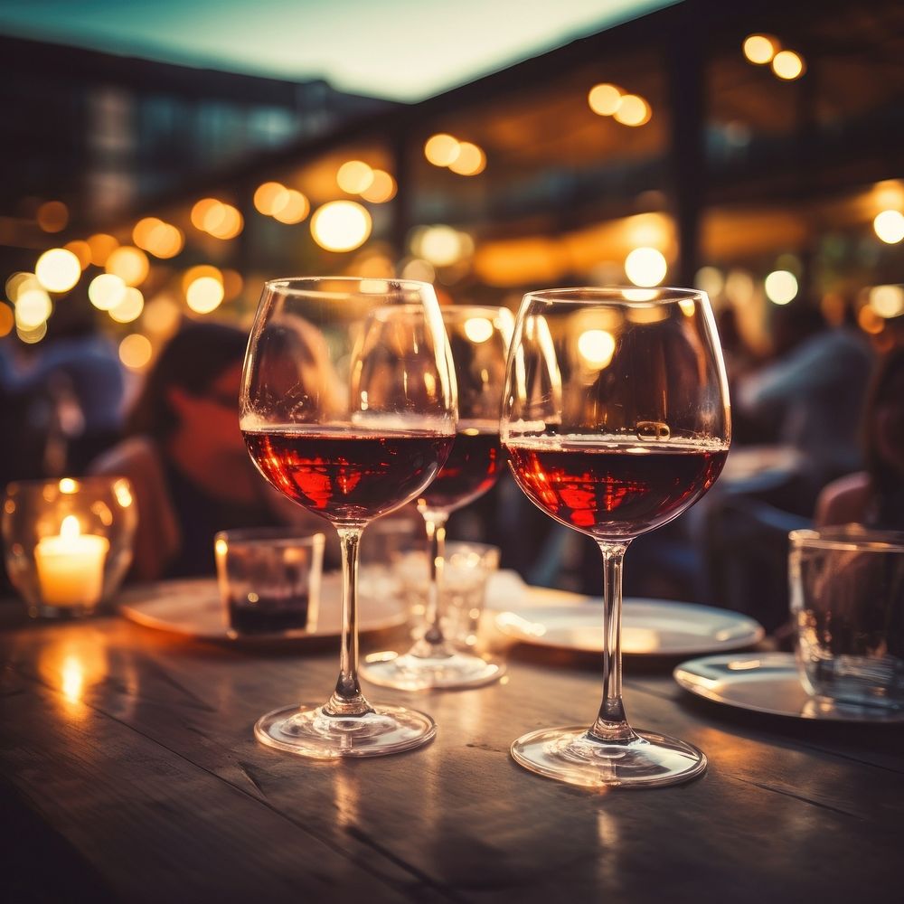 Glass of wine restaurant drink refreshment. AI generated Image by rawpixel.