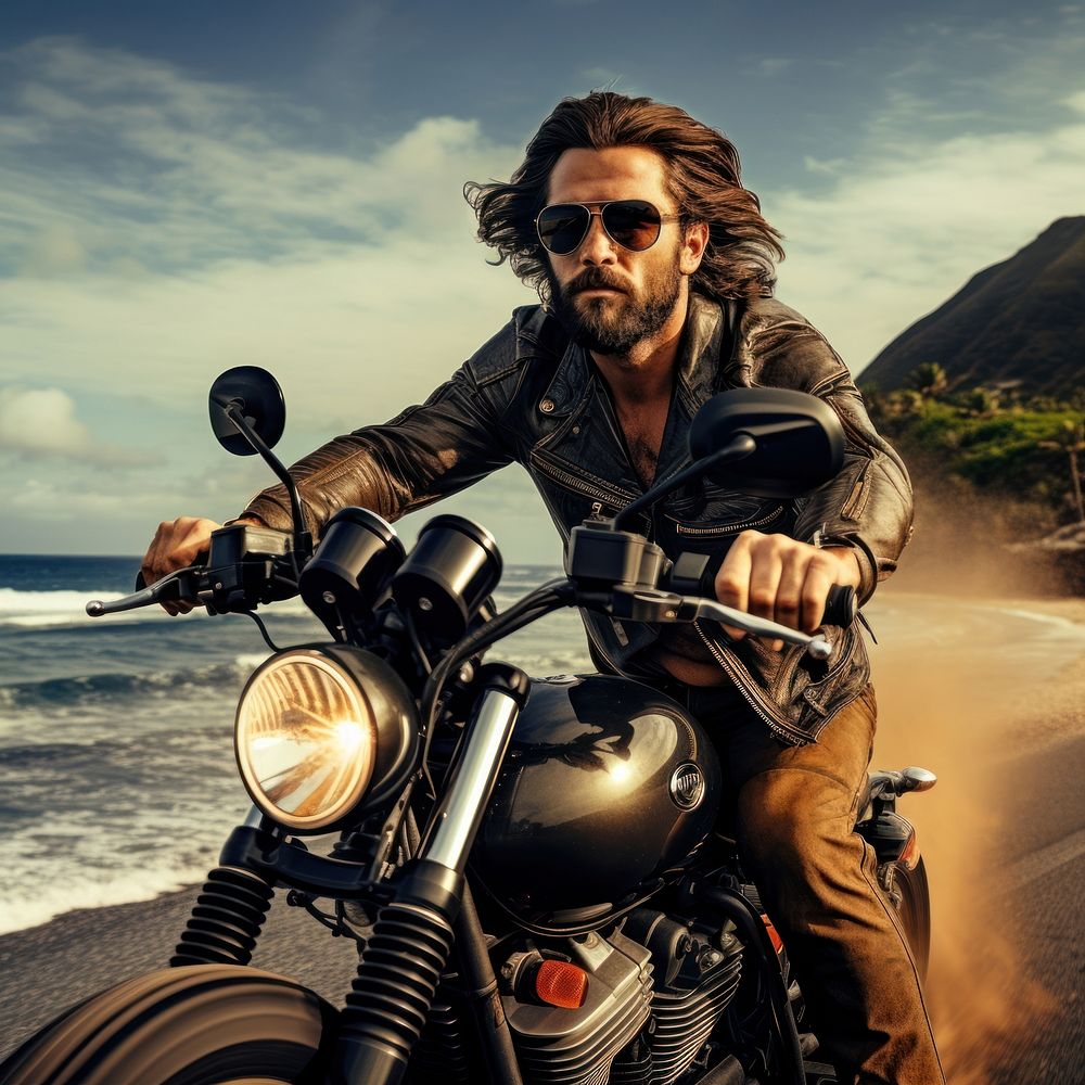 Moto helmet biker man motorcycle outdoors portrait. AI generated Image by rawpixel.