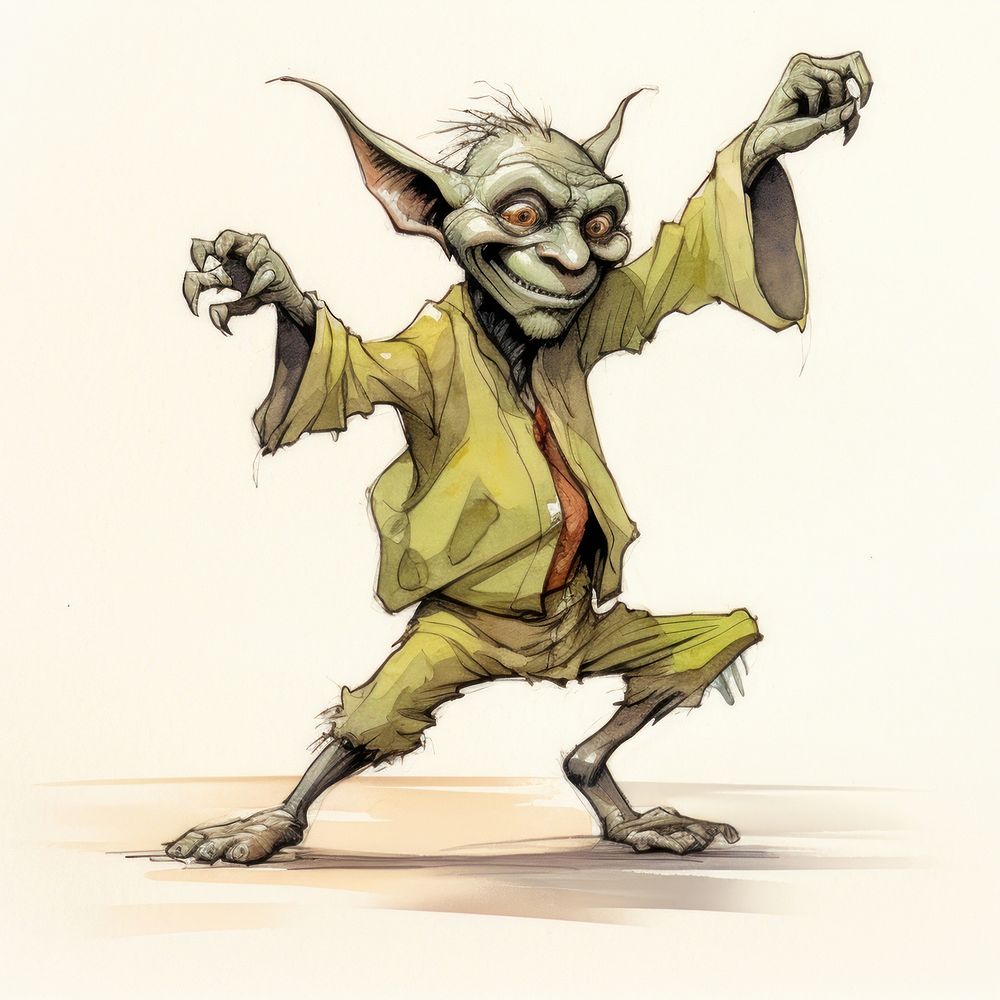 Goblin dancing cartoon sketch representation. | Free Photo Illustration ...