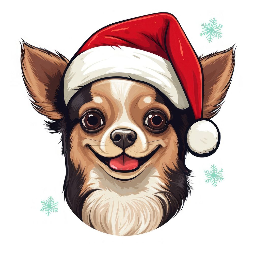 Chihuahua christmas drawing mammal. AI generated Image by rawpixel.