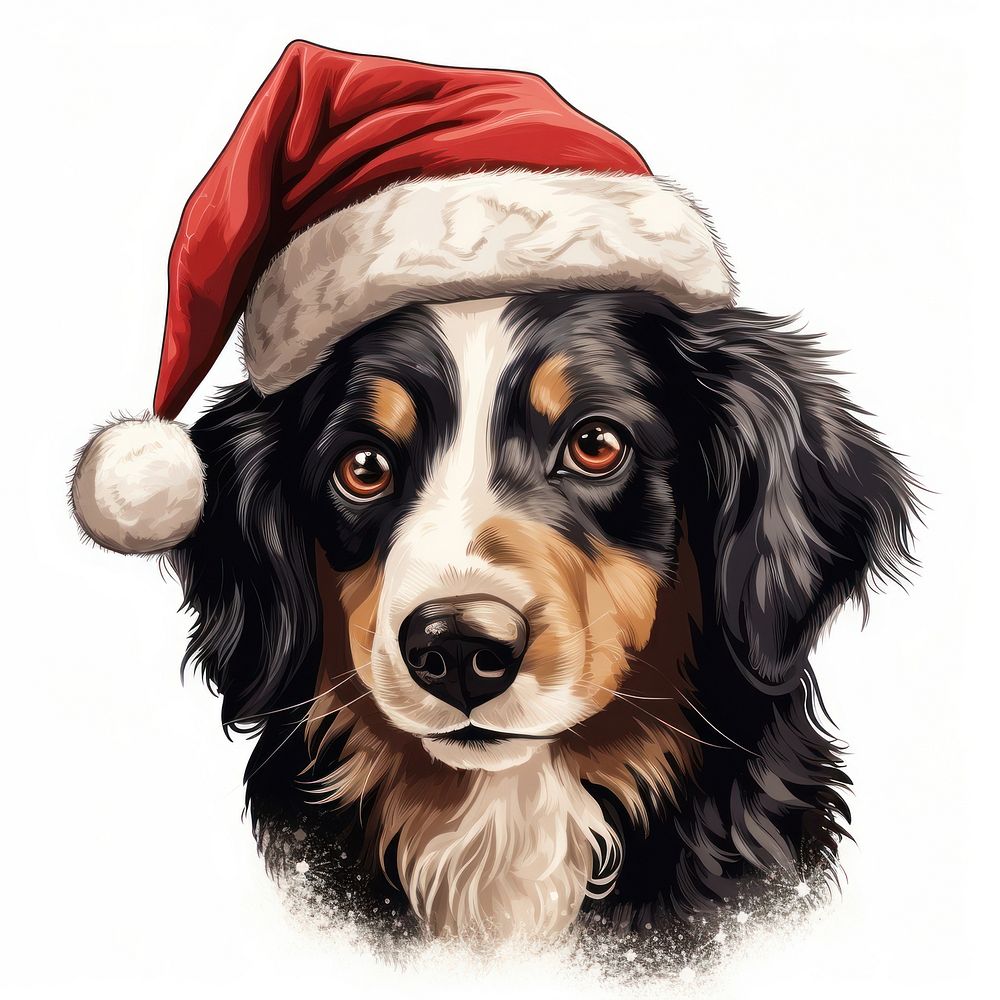 Dog christmas drawing mammal. AI generated Image by rawpixel.