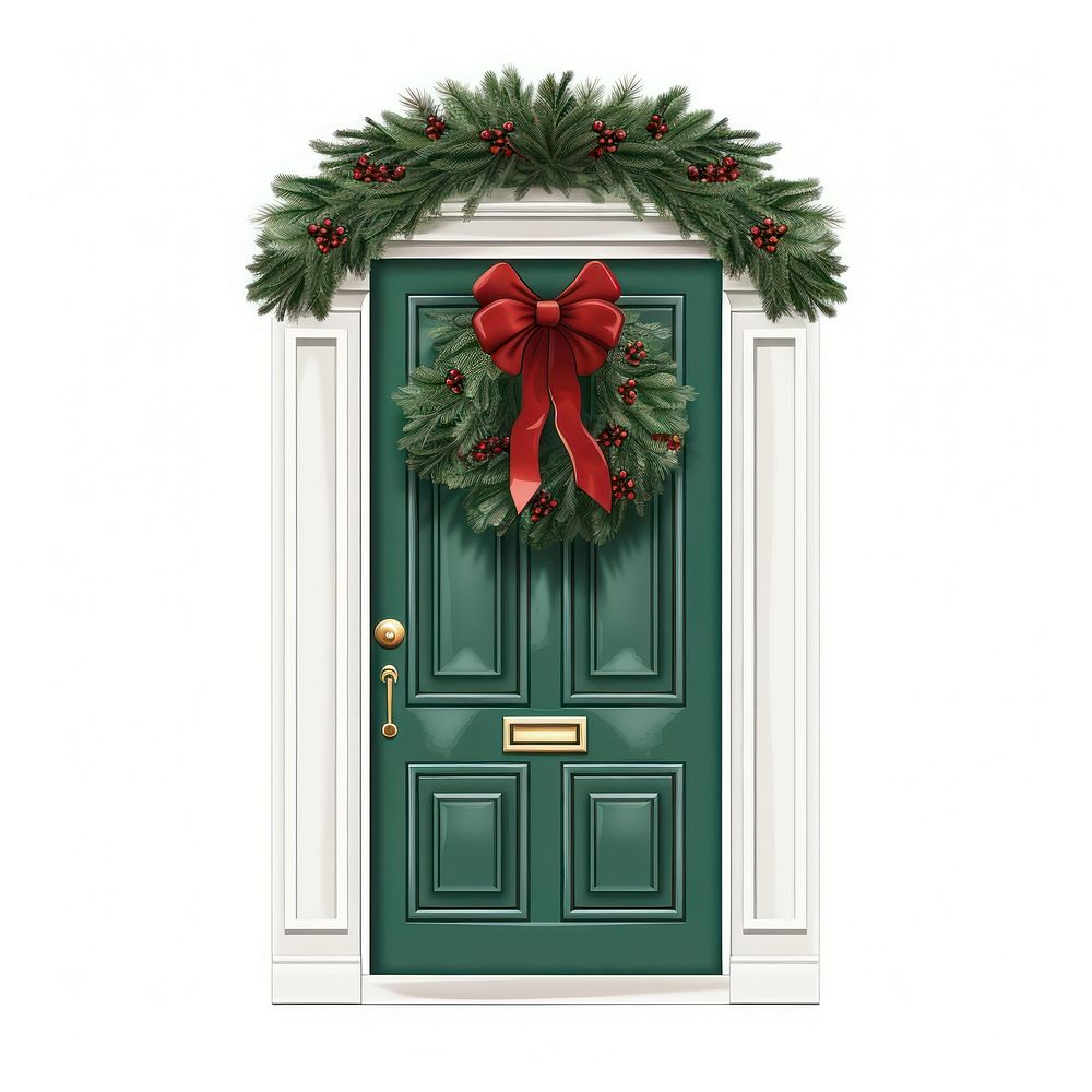 Door wreath christmas white background. AI generated Image by rawpixel.
