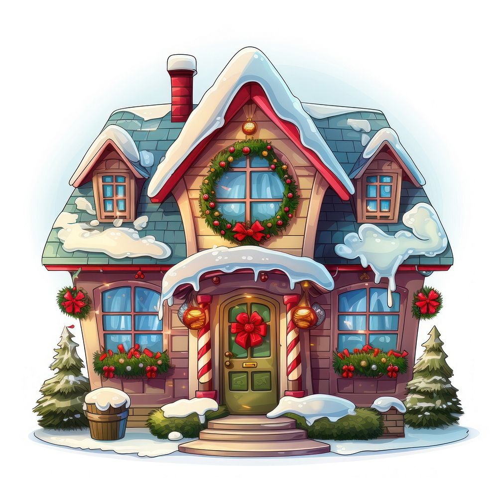Christmas decorated house architecture building confectionery. AI generated Image by rawpixel.