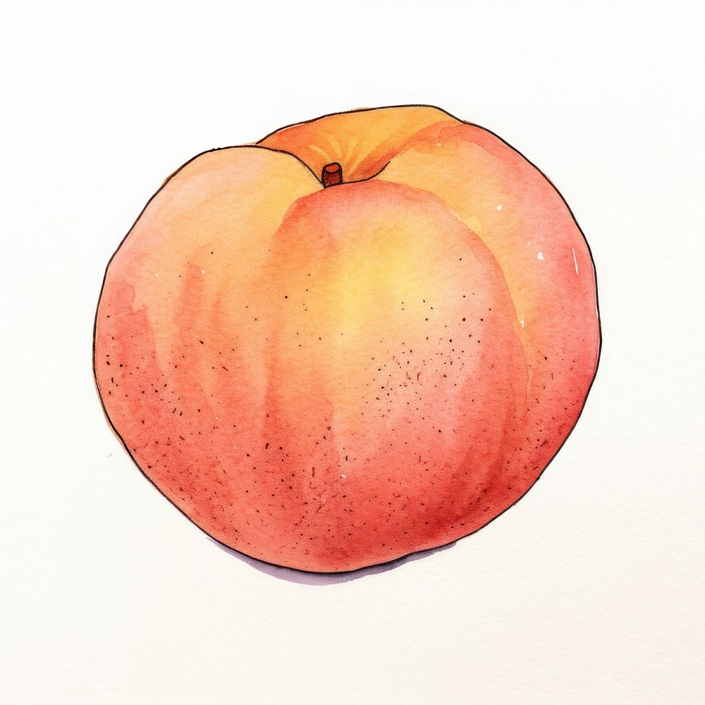 Peach sketch fruit plant. AI generated Image by rawpixel.