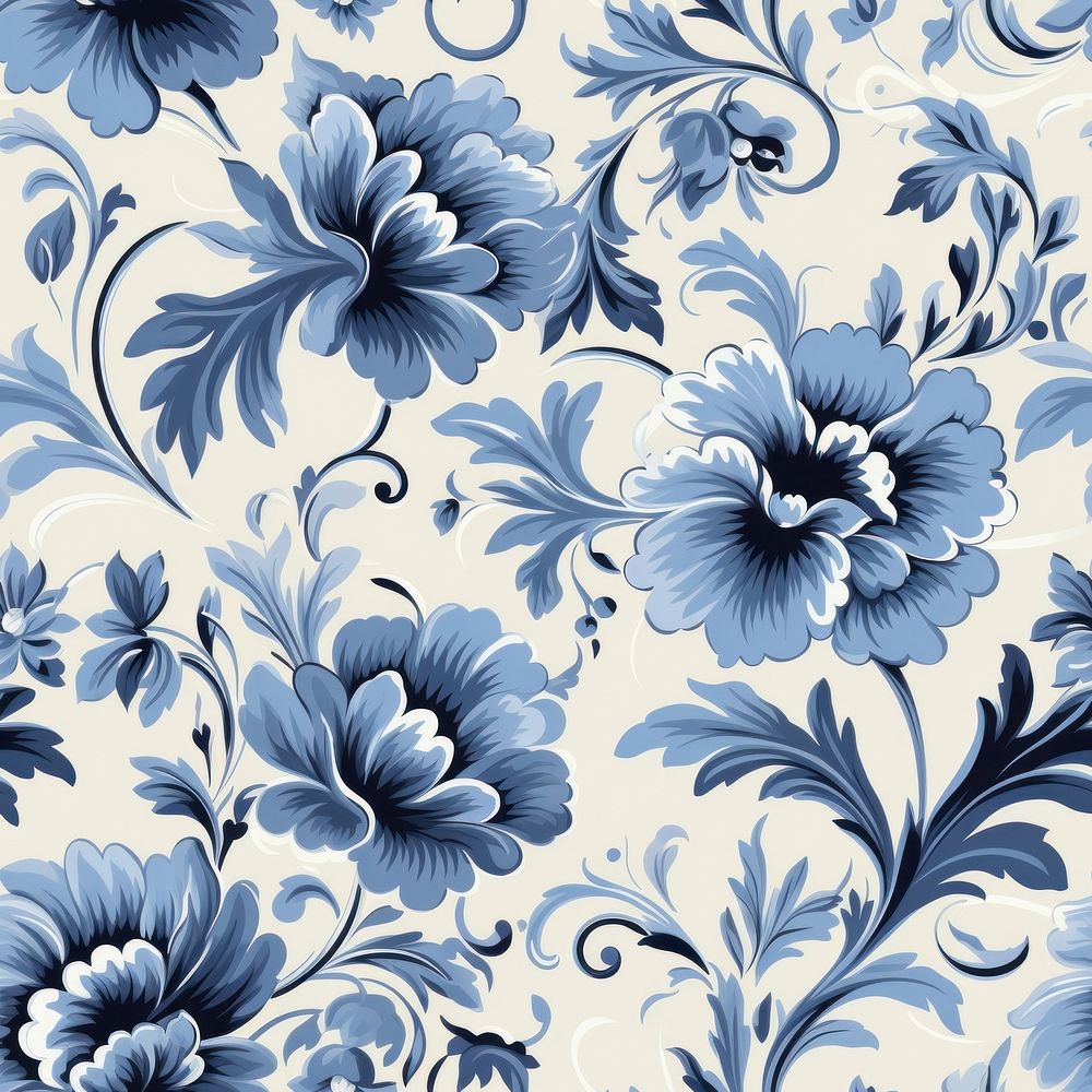Vintage pattern flower blue backgrounds. AI generated Image by rawpixel.