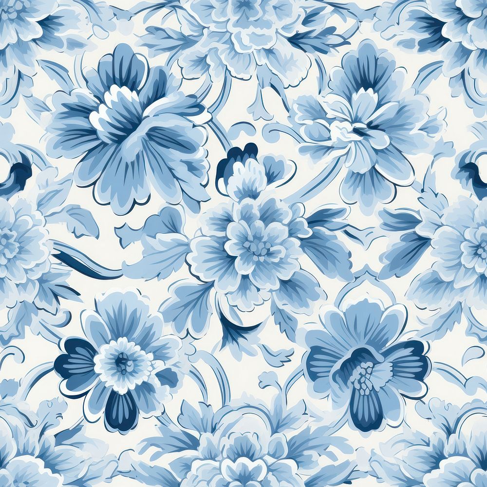 Vintage pattern muted blue flower nature plant. 