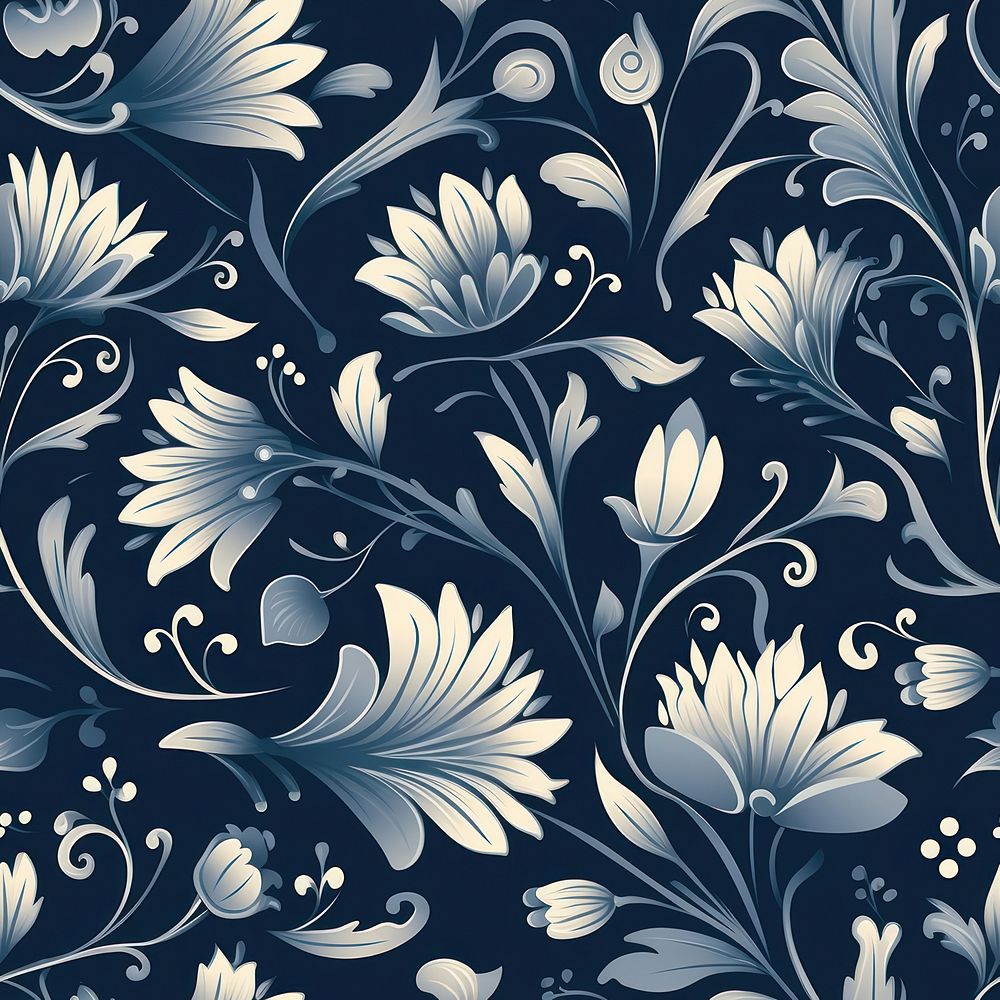 Vintage pattern muted blue backgrounds wallpaper elegance. AI generated Image by rawpixel.