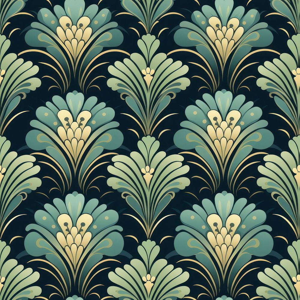 Vintage pattern muted teal backgrounds repetition creativity. AI generated Image by rawpixel.