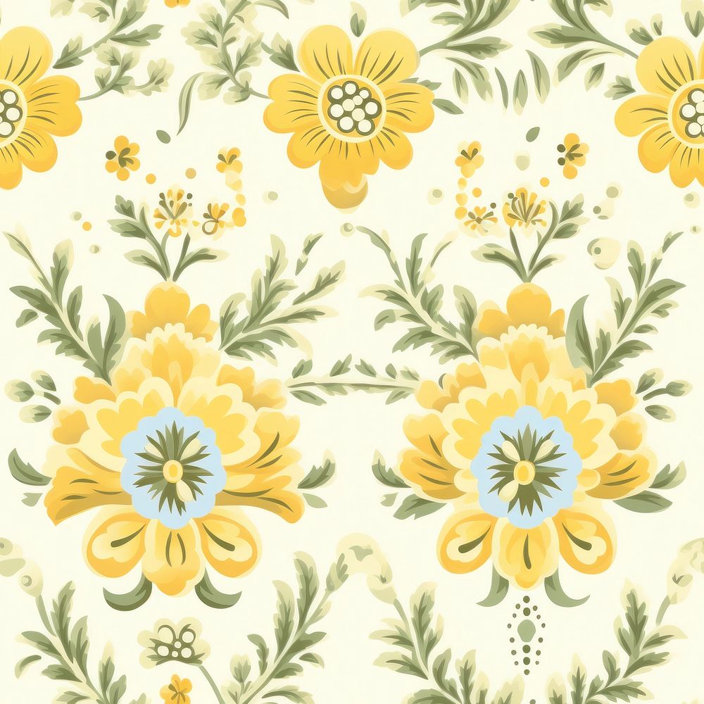 Vintage pattern muted yellow flower plant inflorescence. AI generated Image by rawpixel.