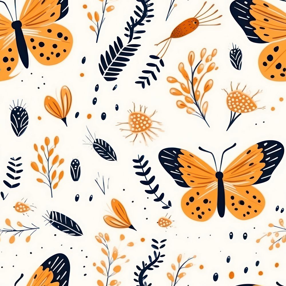 Butterfly pattern illustrated drawing. AI generated Image by rawpixel.