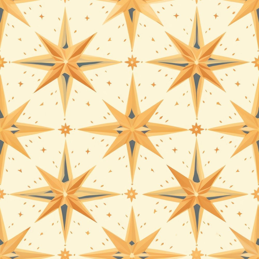 Yellow vintage star pattern kaleidoscope backgrounds repetition. AI generated Image by rawpixel.