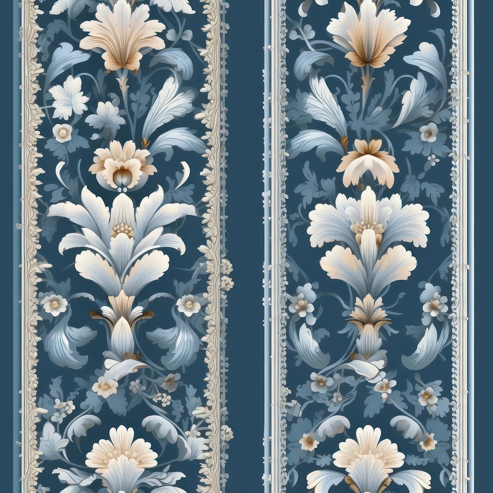 Blue vintage border pattern backgrounds wallpaper graphics. AI generated Image by rawpixel.