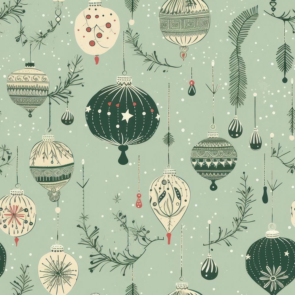 Green vintage christmas pattern backgrounds celebration accessories. AI generated Image by rawpixel.