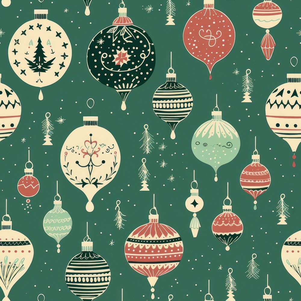 Green vintage christmas pattern illuminated celebration backgrounds. AI generated Image by rawpixel.