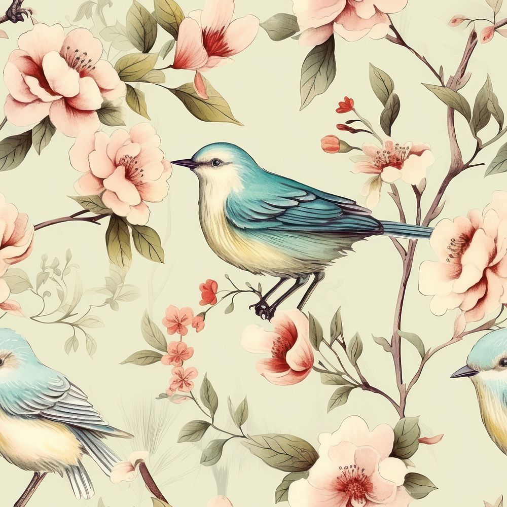 Pastel vintage bird pattern animal backgrounds fragility