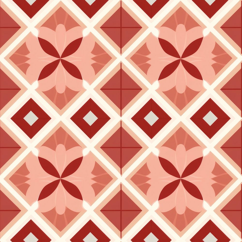 Red vintage square pattern tile art backgrounds. 