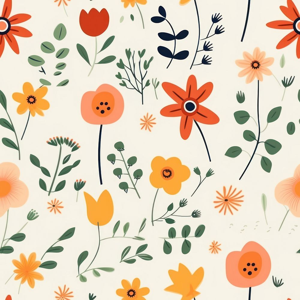 Summer flowers pattern backgrounds . AI generated Image by rawpixel.