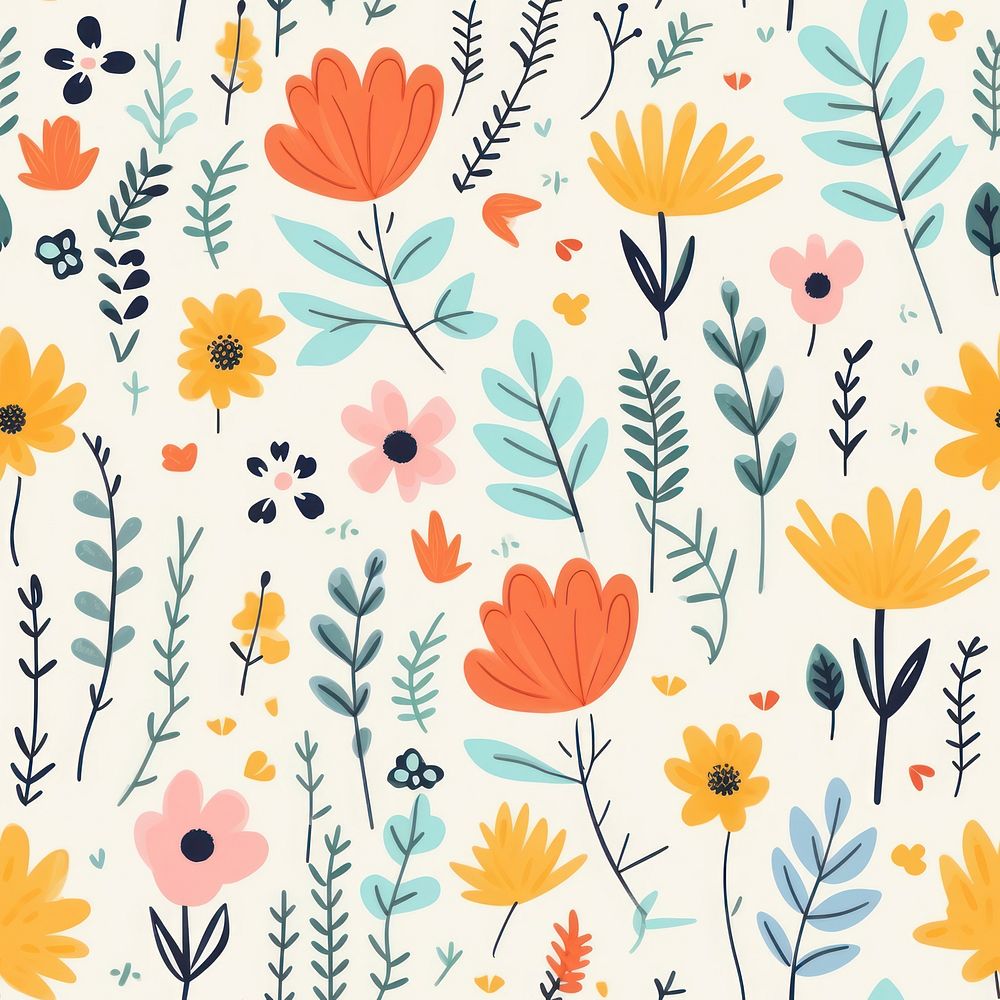 Summer flowers pattern backgrounds . AI generated Image by rawpixel.