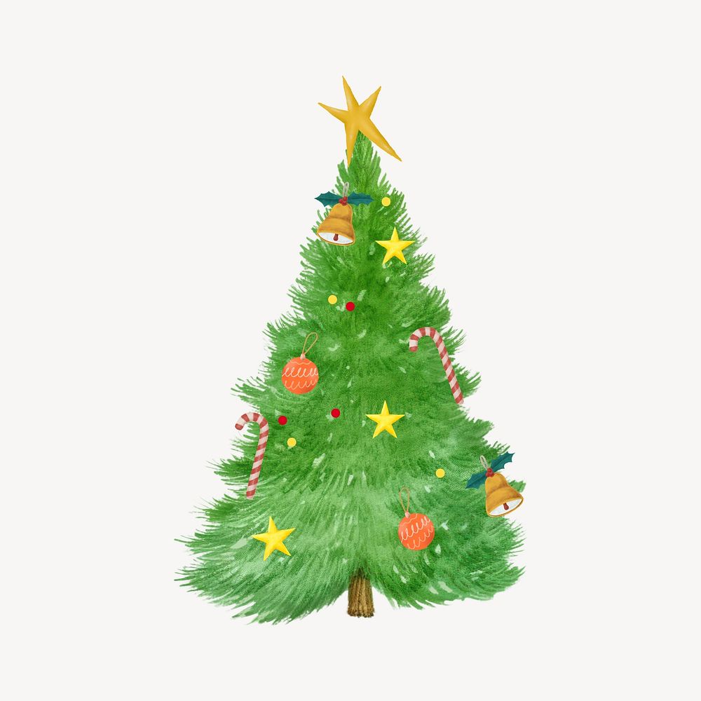 Cute Christmas tree doodle illustration